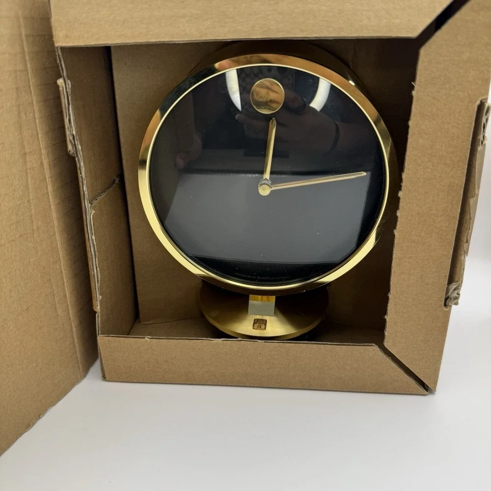 VINTAGE HOWARD MILLER NATHAN GEORGE HORWITT BRASS MUSEUM DESK CLOCK MOVADO MCM